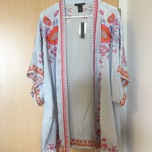 Embroidery kimono style wrap top!